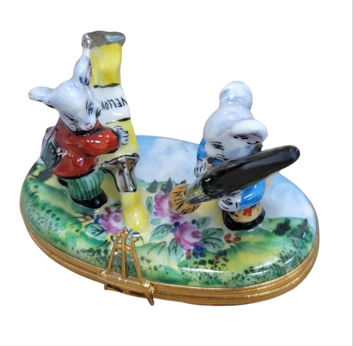 Mice Artists Limoges Box for Art Lovers Porcelain Limoges art mice rabbit love French Trinket Box