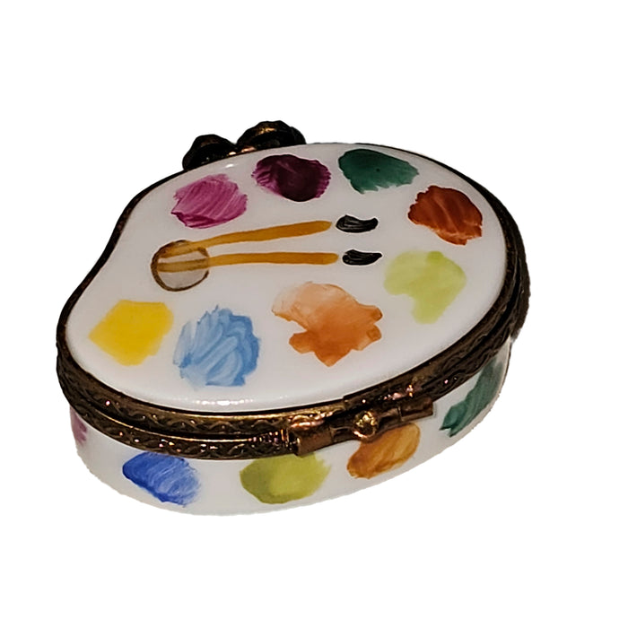Artist Palette Figurine for Creatives Porcelain Limoges Fine Art French Trinket Box