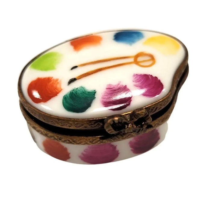Artist Palette Figurine for Creatives Porcelain Limoges Fine Art French Trinket Box