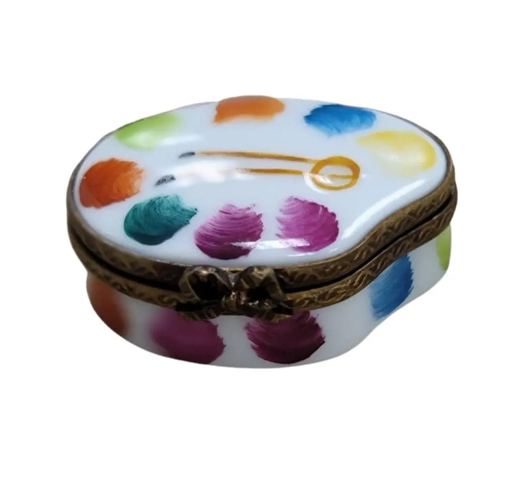 Artist Palette Figurine for Creatives Porcelain Limoges Fine Art French Trinket Box