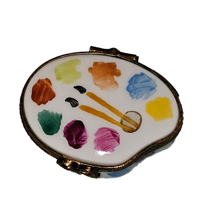 Artist Palette Figurine for Creatives Porcelain Limoges Fine Art French Trinket Box