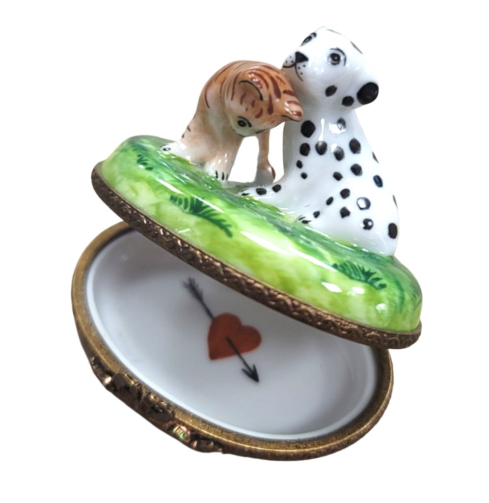 Mini Dalmatian and Cat Limoges Box Figurine - Main Image