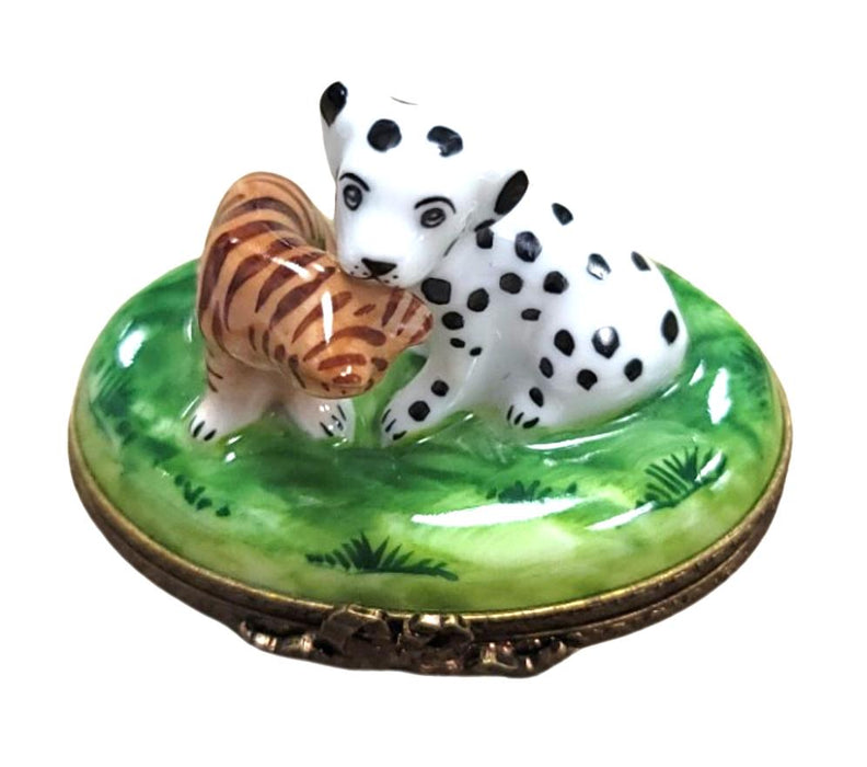 Mini Dalmatian and Cat Limoges Box for Pet Lovers Porcelain Limoges Dog LIMOGES BOXES cat French Trinket Box
