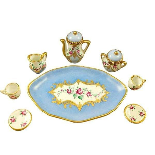 Light Blue Tea Set for Elegant Gatherings Porcelain Limoges China French Trinket Box