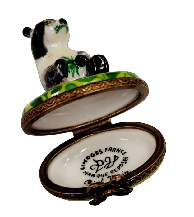 Mini Panda Bear Limoges Box for Collectors Porcelain Limoges bear French Trinket Box
