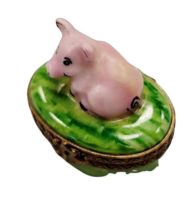 Mini Pig Limoges Box Treasure Porcelain Limoges pig French Trinket Box