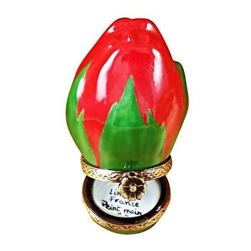 Mini Red Rosebud Box for Home Decor Porcelain Limoges flowers French Trinket Box