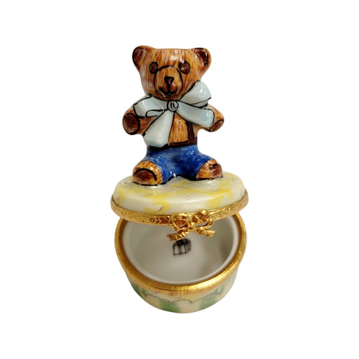 Mini Teddy Bear Treasure Box for Collectors Porcelain Limoges Teddy French Trinket Box