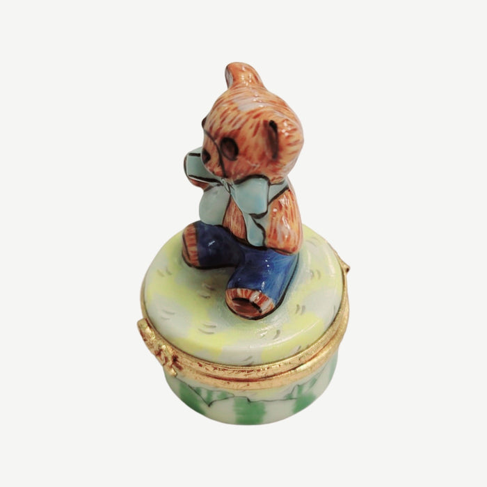 Mini Teddy Bear Treasure Box for Collectors Porcelain Limoges Teddy French Trinket Box