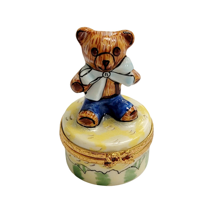 Mini Teddy Bear Treasure Box for Collectors Porcelain Limoges Teddy French Trinket Box