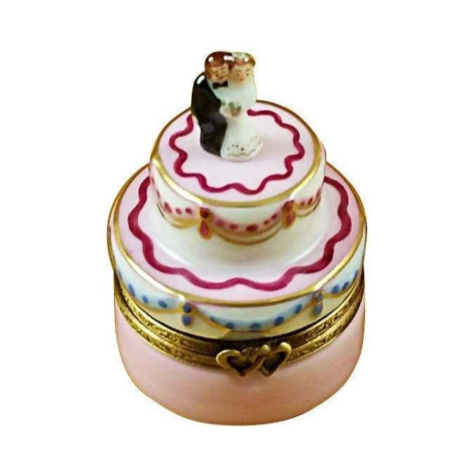Mini Wedding Cake with Bride and Groom by Rochard, an authentic French Limoges box from Limoges Boutique