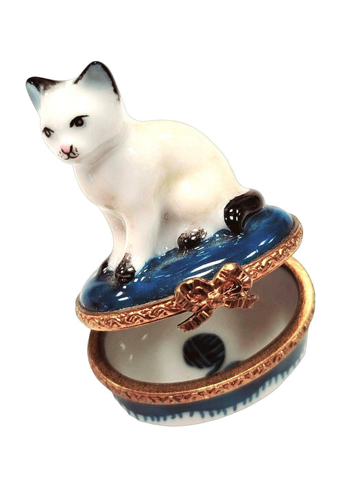 Mini White Siamese Cat Limoges Box Porcelain Figurine-Cat-CH2P208