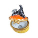 Mini Black Cat Treasure for Collectors Porcelain Limoges Cat French Trinket Box