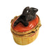 Mini Black Cat Treasure for Collectors Porcelain Limoges Cat French Trinket Box