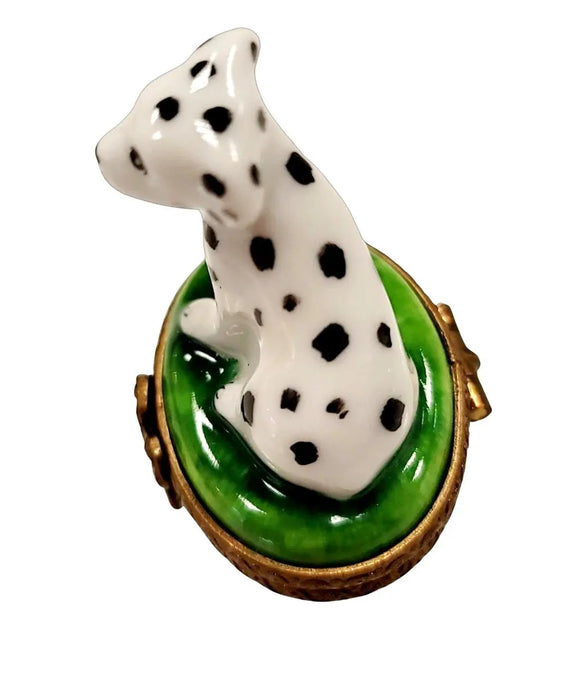 Miniature Dalmatian Dog Figurine for Dog Lovers Porcelain Limoges Dog French Trinket Box