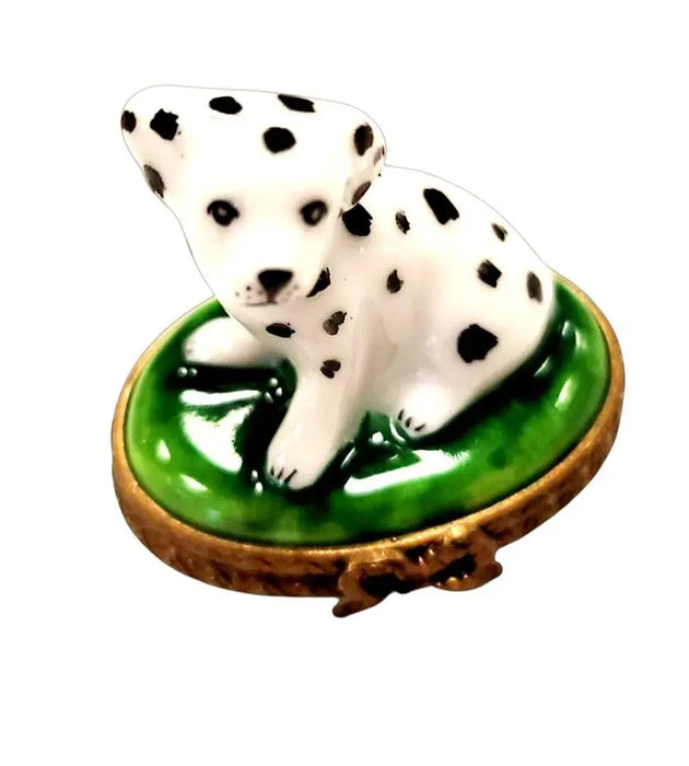 Miniature Dalmatian Dog Figurine for Dog Lovers Porcelain Limoges Dog French Trinket Box