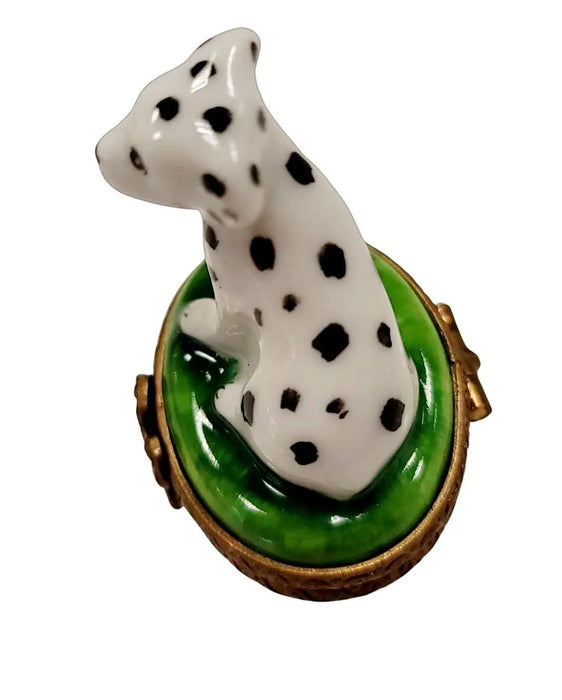 Miniature Dalmatian Dog Figurine for Dog Lovers Porcelain Limoges Dog French Trinket Box