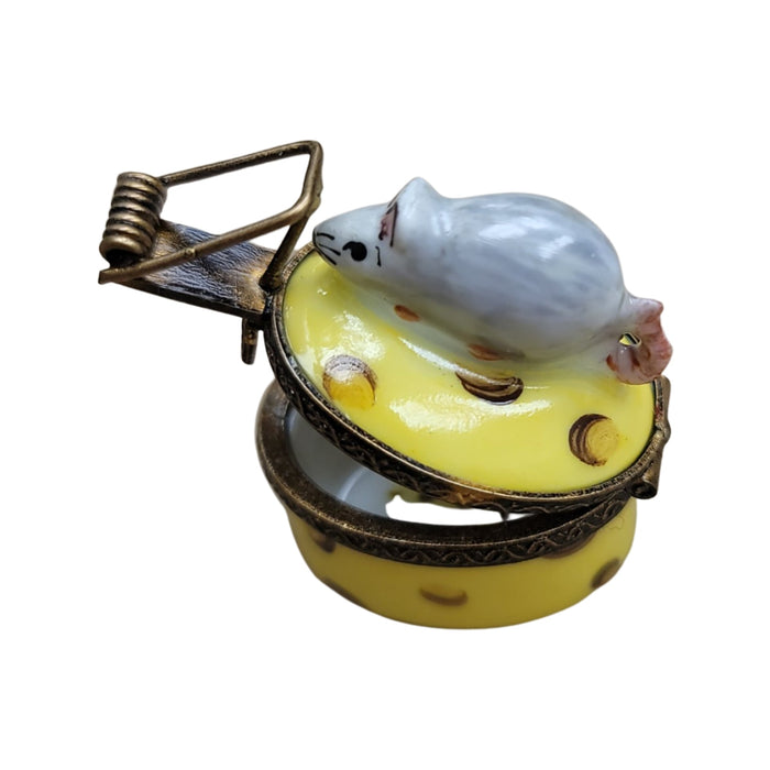 Mini Mouse Trap Beauty for Collectors Porcelain Limoges Mouse French Trinket Box