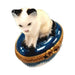 Fine French craftsmanship on the Mini White Siamese Cat Limoges box, painted by hand