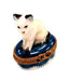 White Siamese Cat Box for Cat Lovers Porcelain Limoges Cat French Trinket Box