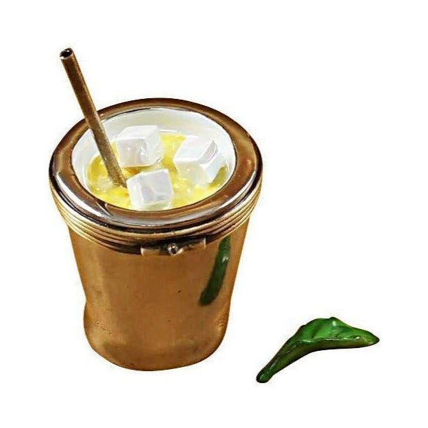 Fine French craftsmanship on the Mint Julep Glass Limoges box, painted by hand