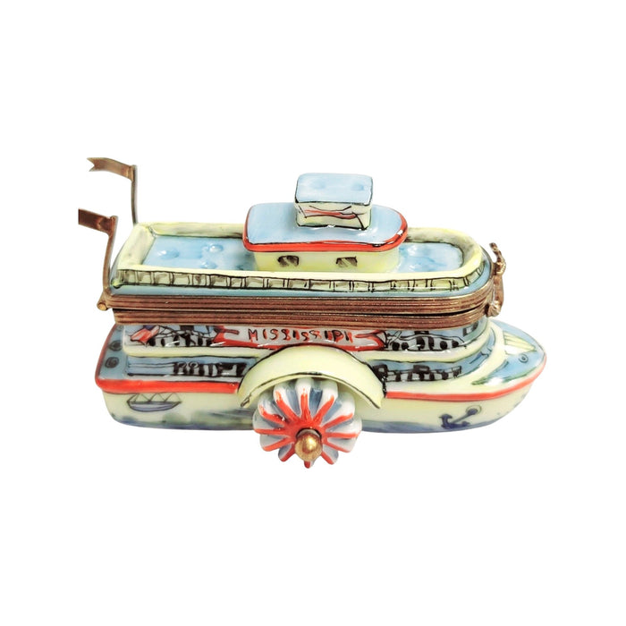Missippi River Boat Limoges Box Porcelain Figurine-vehicle united states-CH3S303-MISSI