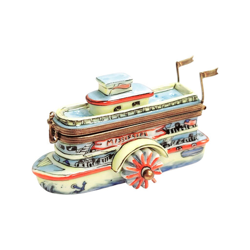 Mississippi Riverboat Limoges Box for Collectors Porcelain Limoges boat united states French Trinket Box