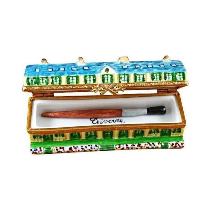 Profile of the Monet's Residence at Giverny with Removable Brush Limoges box, showing its hand-painted detail