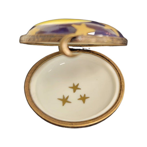 Moon Stars Flat Round Pill-LIMOGES BOXES traditional spiritual-CH11M192