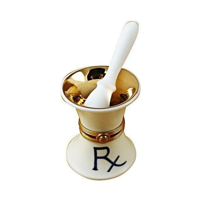 Limoges Boutique presents the Rochard Mortar And Pestle, a genuine Limoges box painted by hand in France