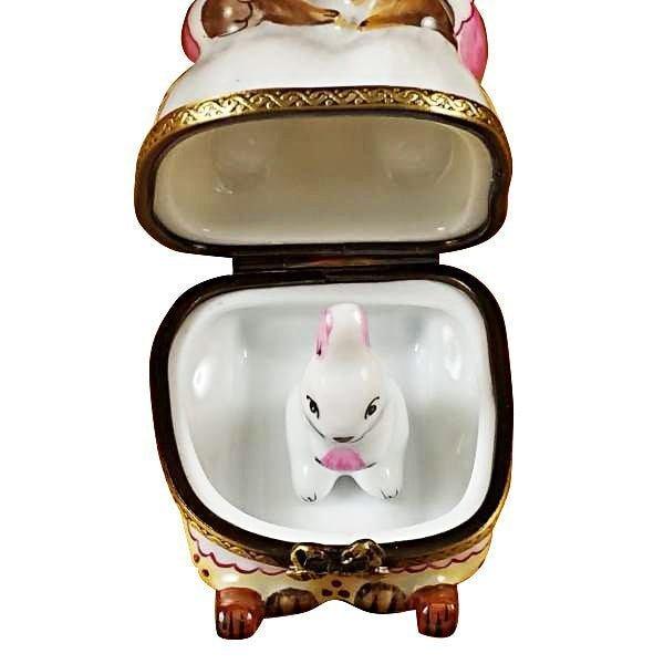 Mother Rabbit Rocker for Baby Shower Porcelain Limoges mother rabbit baby kids French Trinket Box