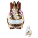 Mother Rabbit Rocker for Baby Shower Porcelain Limoges mother rabbit baby kids French Trinket Box