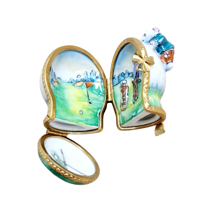 Mouse Golfing Figurine for Sports Lovers Porcelain Limoges golf mouse French Trinket Box
