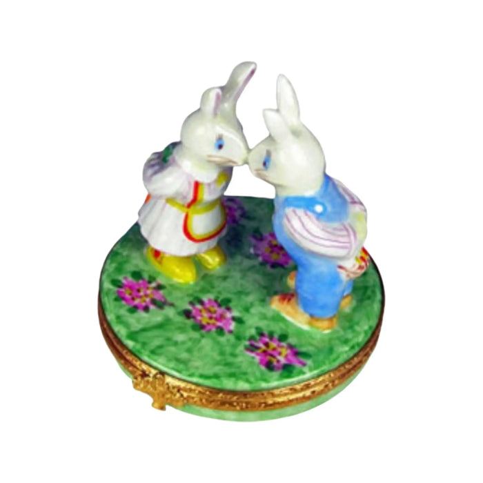 Mr and Mrs Rabbit Limoges Box for Collectors Porcelain Limoges rabbits mice French Trinket Box