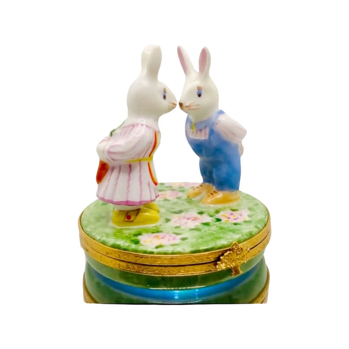 Mr and Mrs Rabbit Limoges Box for Collectors Porcelain Limoges rabbits mice French Trinket Box