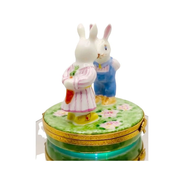 Mr and Mrs Rabbit Limoges Box for Collectors Porcelain Limoges rabbits mice French Trinket Box