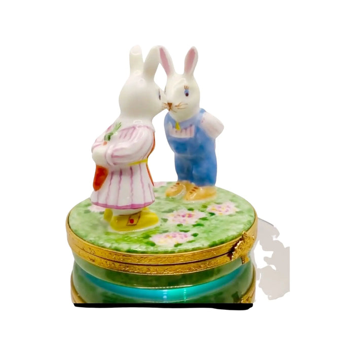 Mr and Mrs Rabbit Limoges Box for Collectors Porcelain Limoges rabbits mice French Trinket Box