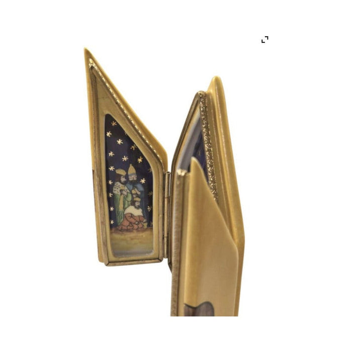Every brushstroke by hand on the Nativity Triptych Limoges box from France