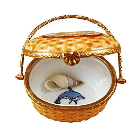 Nantucket Basket Limoges Box for Coastal Decor Porcelain Limoges Home Beach Basket French Trinket Box