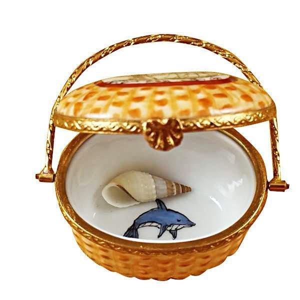 Nantucket Basket Limoges Box for Coastal Decor Porcelain Limoges Home Beach Basket French Trinket Box
