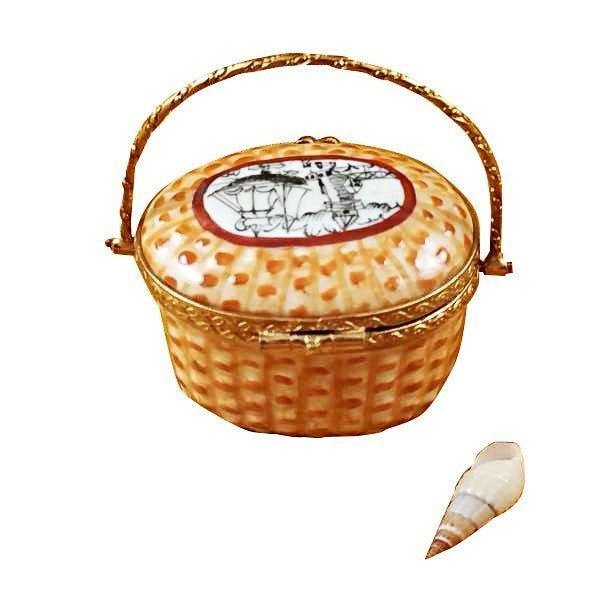 Nantucket Basket Limoges Box for Coastal Decor Porcelain Limoges Home Beach Basket French Trinket Box