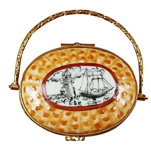 Nantucket Basket Limoges Box for Coastal Decor Porcelain Limoges Home Beach Basket French Trinket Box