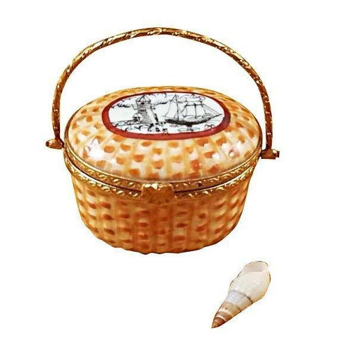 Nantucket Basket Limoges Box for Coastal Decor Porcelain Limoges Home Beach Basket French Trinket Box