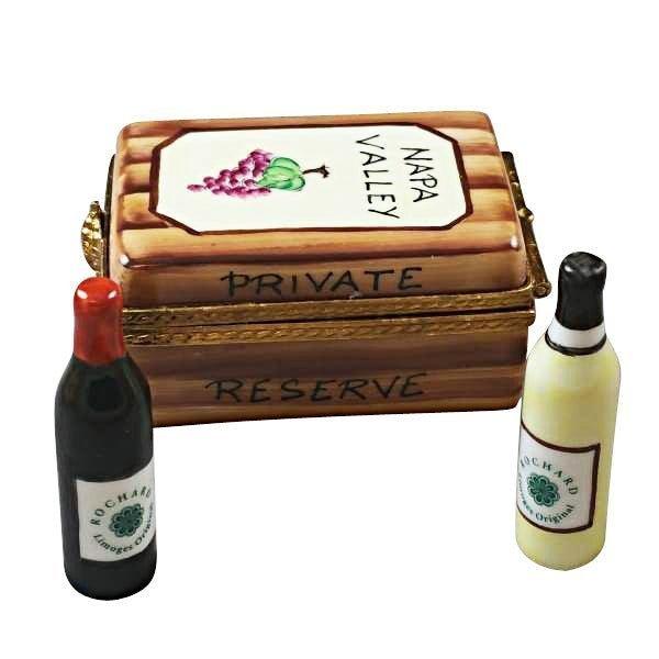 Napa Valley Wine Crate for Wine Lovers Porcelain Limoges wine spirits French Trinket Box