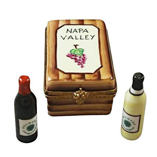 Napa Valley Wine Crate for Wine Lovers Porcelain Limoges wine spirits French Trinket Box