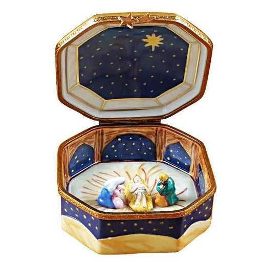 Nativity Octagon Collectible for Holiday Decor Porcelain Limoges nativity French Trinket Box