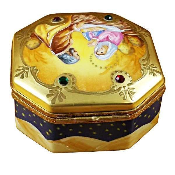 Nativity Octagon Collectible for Holiday Decor Porcelain Limoges nativity French Trinket Box
