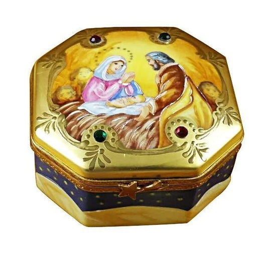 Nativity Octagon Collectible for Holiday Decor Porcelain Limoges nativity French Trinket Box