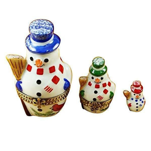 Nesting Snowman Set for Holiday Cheer Porcelain Limoges snowman French Trinket Box