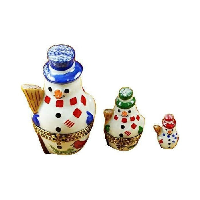 Limoges Boutique presents the Rochard Nesting Snowman Set, a genuine Limoges box painted by hand in France